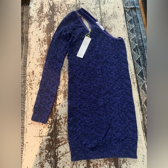 BCBGENERATION Periblue Blue One Shoulder Long Sleeve Bodycon (New) size S/XS - Picture 3 of 12